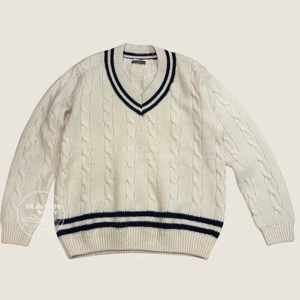 Brandy Melville NWOT Wool Sweater | Cricket Cable Knit V-Neck, Preppy Academia